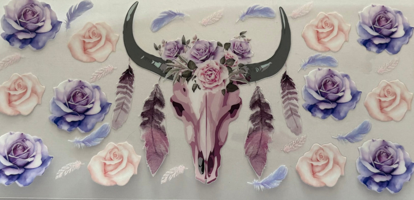 Floral Long Horn Decal