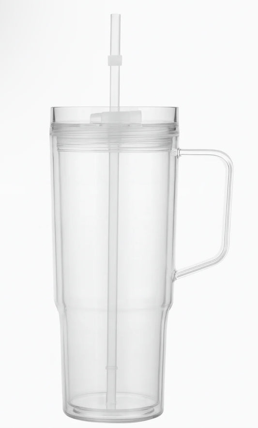 40oz Acrylic Customizable Snow Globe Tumbler With Handle