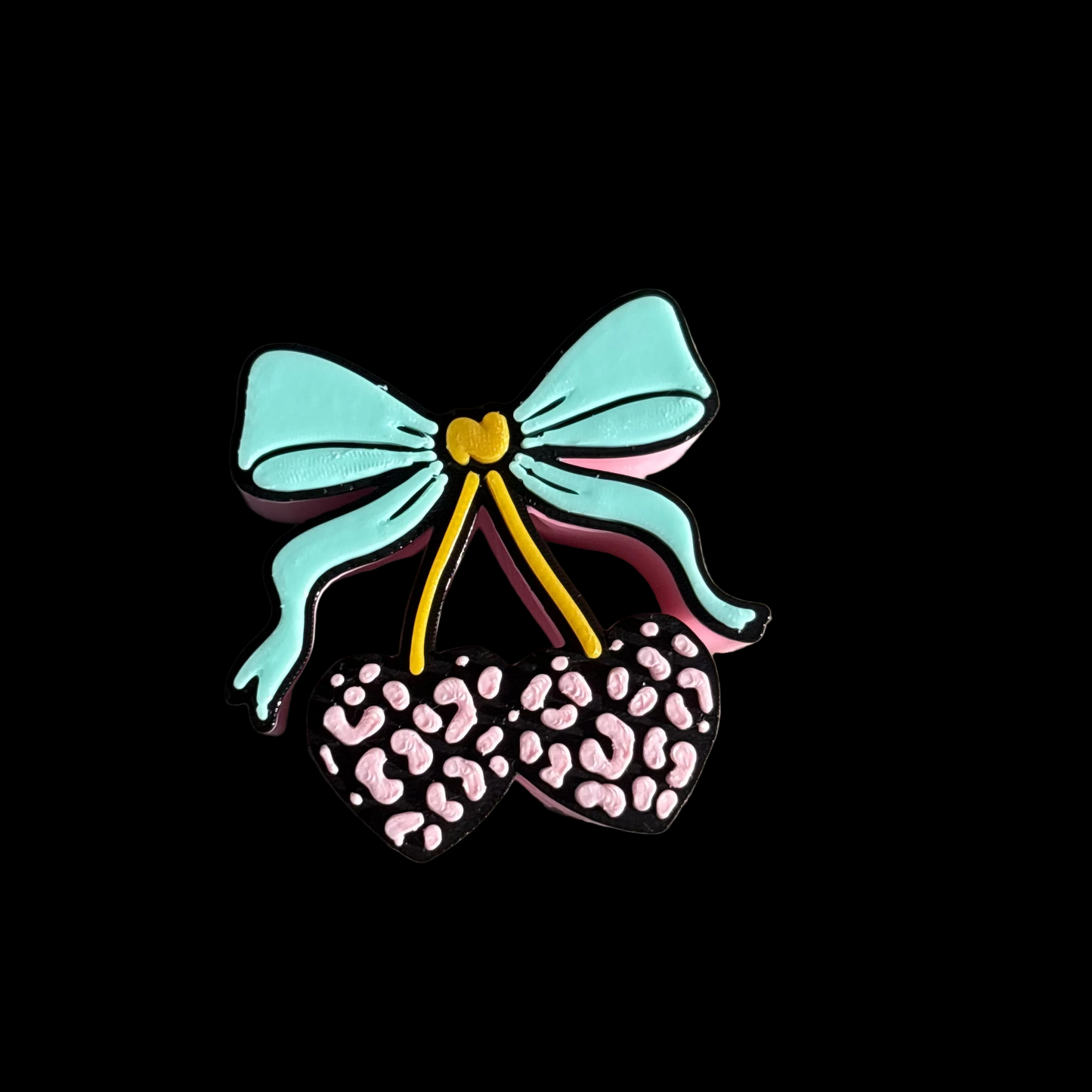 Leopard Bow Charm Straw Topper