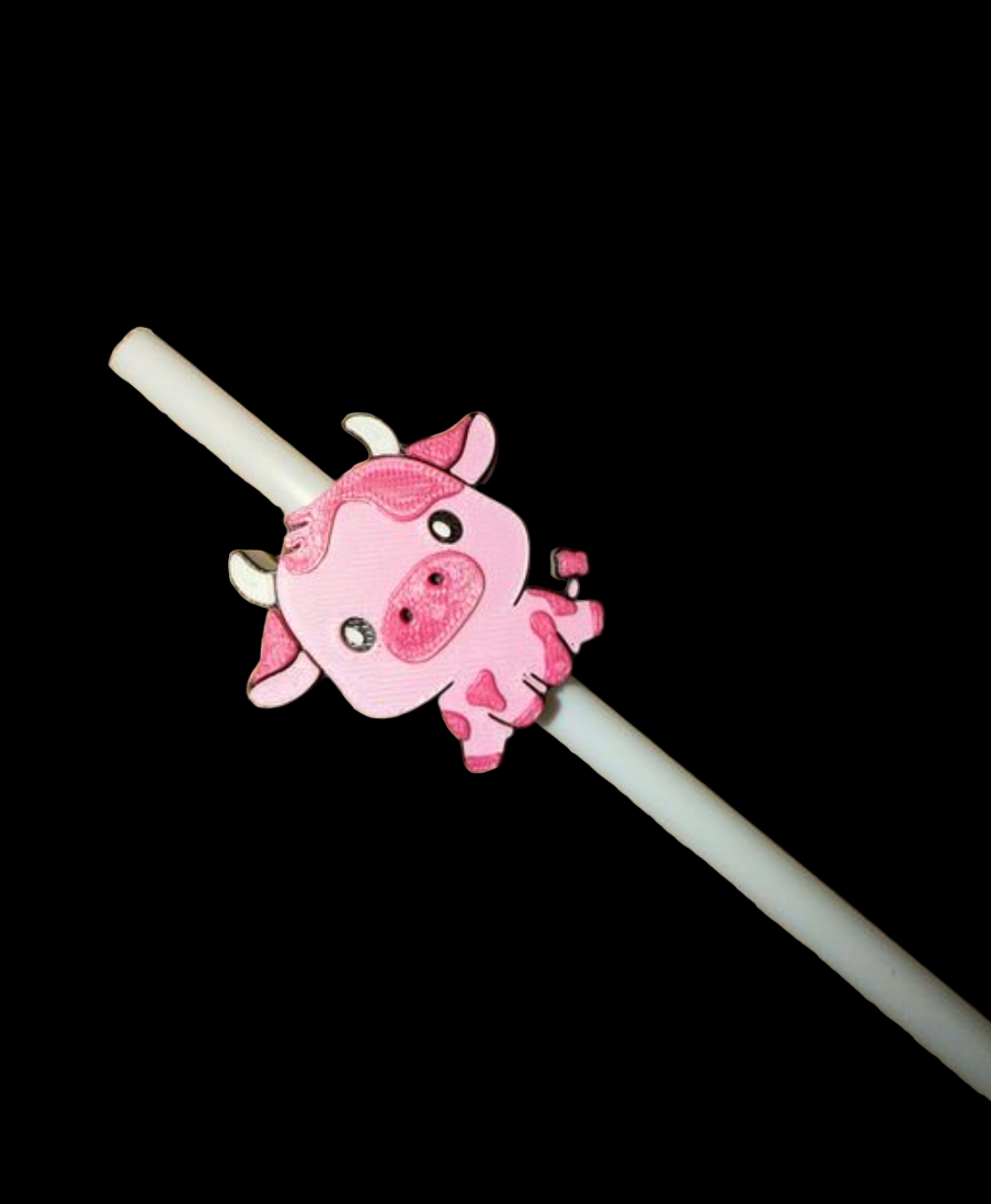 Pink Cow Straw Topper