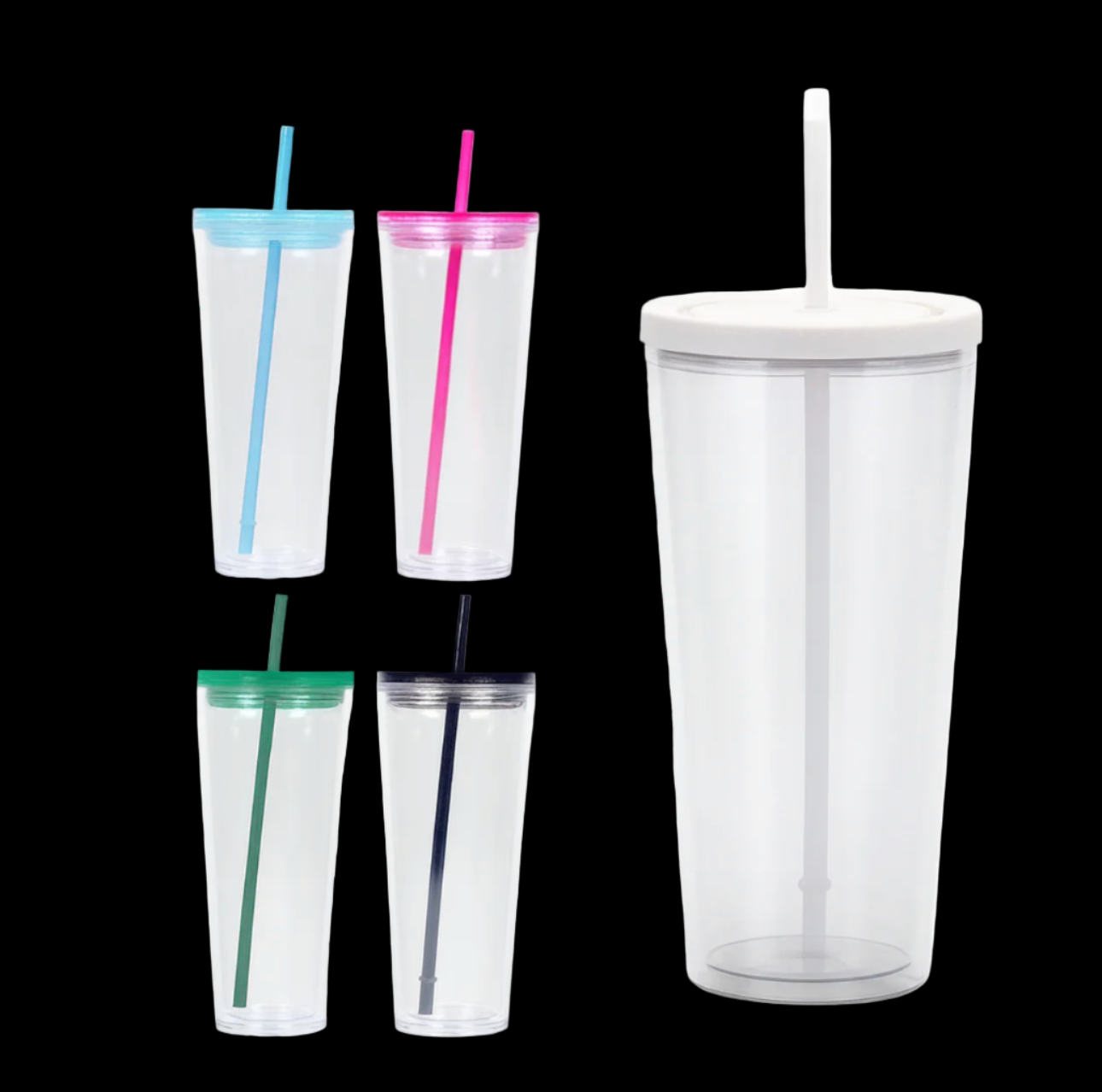 24oz Colored Acrylic Customizable Snow Globe Cup